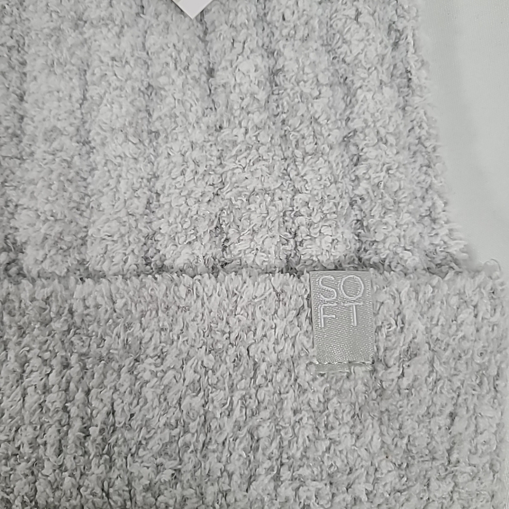 NWT Softies Heather Grey Chunky Rib Marshmellow Beanie - Picture 2 of 5